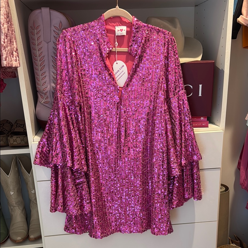 Pink Sequin caftan dress